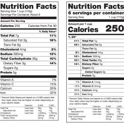 Double Nutrition Facts Label